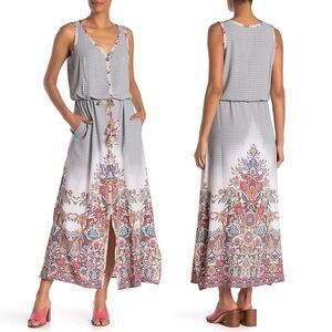 Aratta Maxi Dress Size Medium Floral Travel Vacation Multicolor Beachy Resort